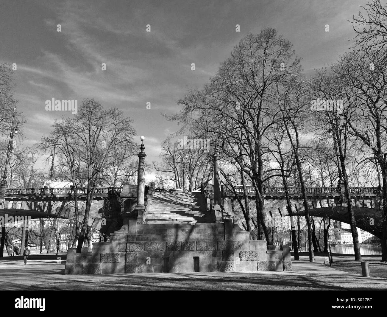 Famous Bridge of Legions and Strelecky island in Prague - Smartphone Captured Stock Image