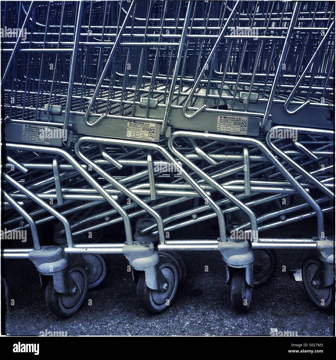 Shopping carts in a supermarket in Barcelona - Smartphone Captured Stock Image