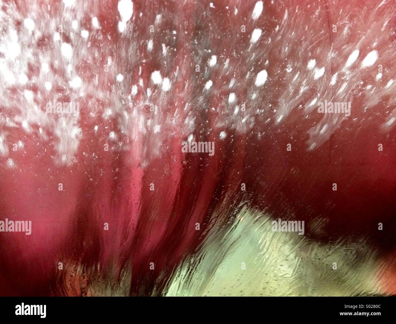 View through auto windshield at the car wash Stock Photo Alamy