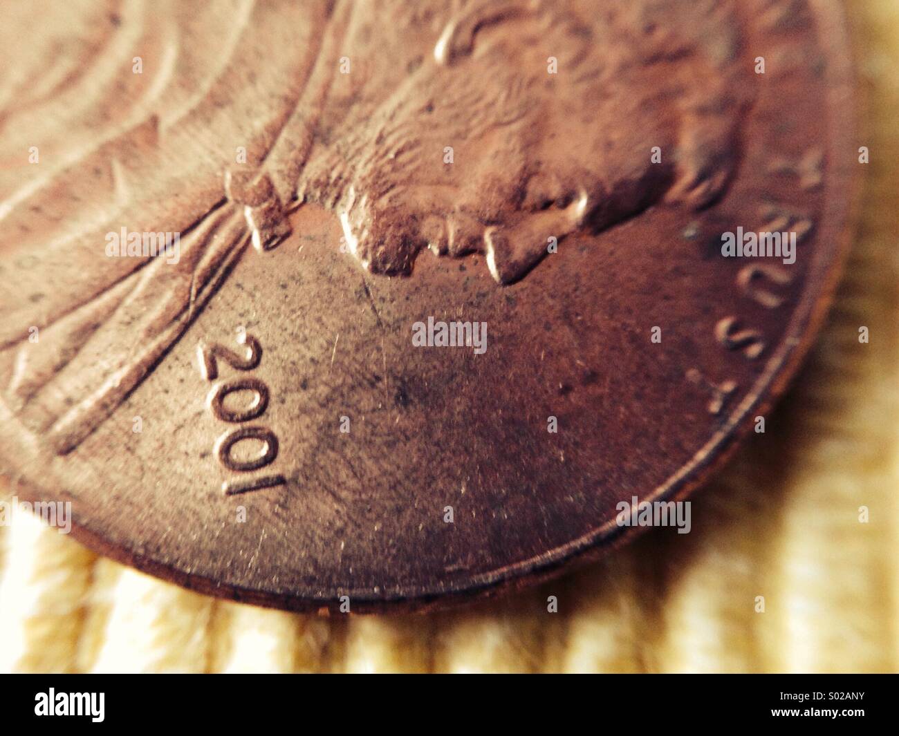 Macro close-up of a US penny - Smartphone Captured Stock Image