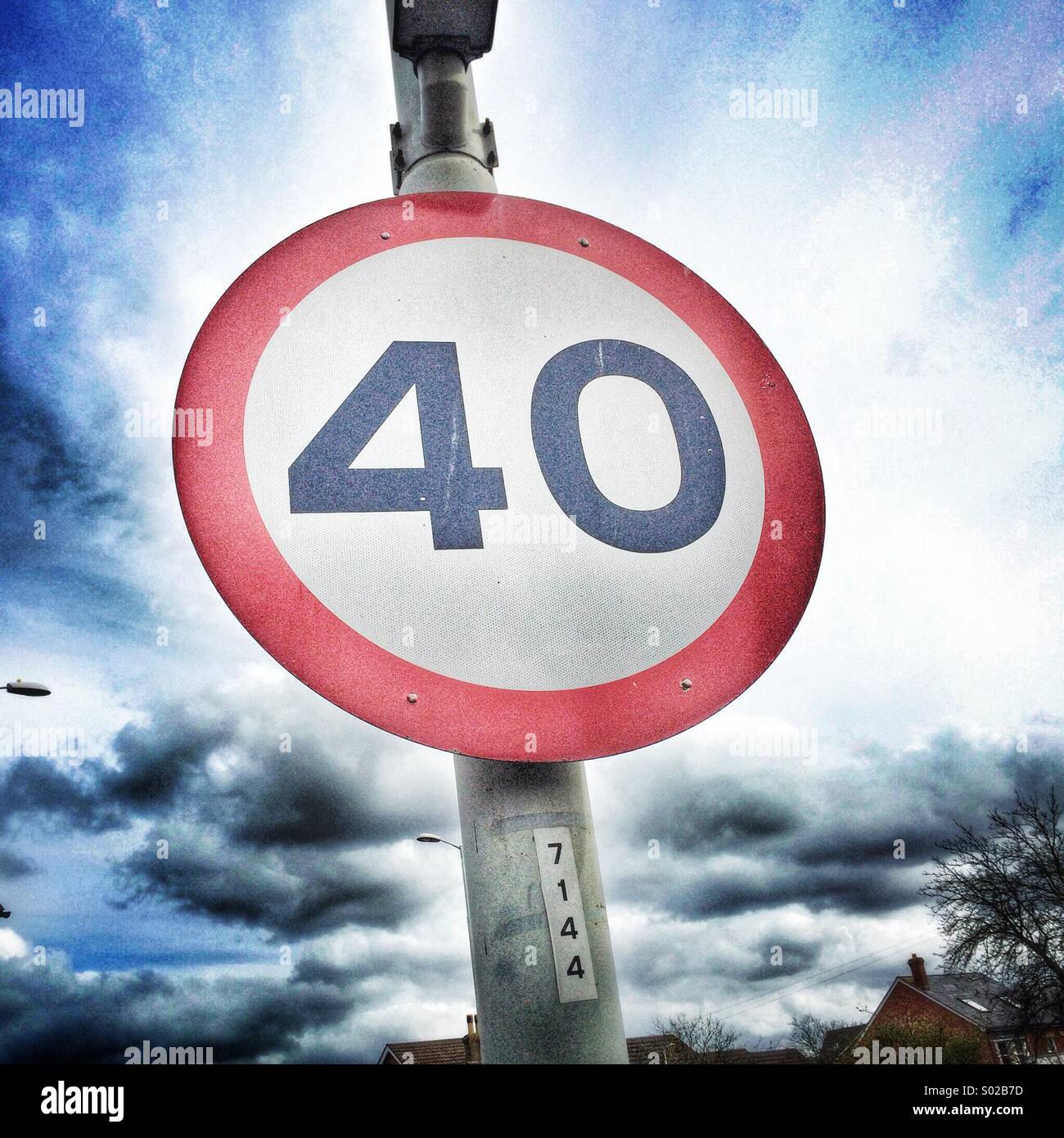 40mph speed restriction sign Stock Photo