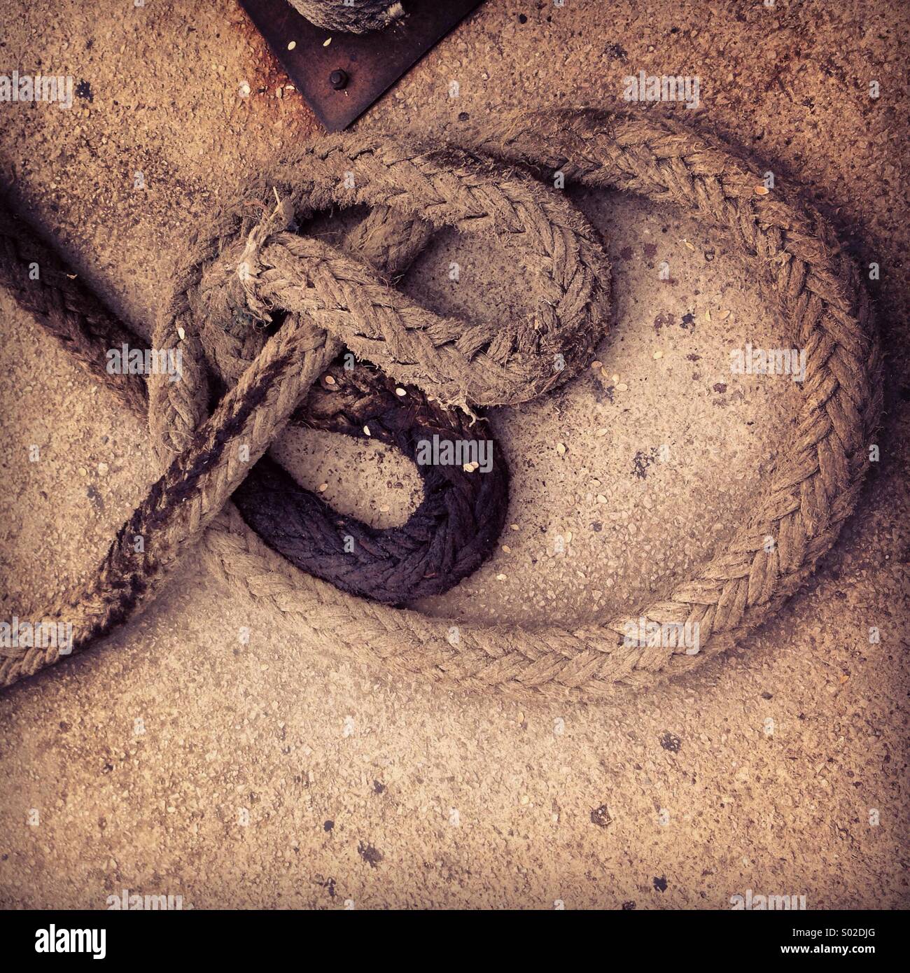 A boat sail rope - knot - old used boat rope - Smartphone Captured Stock Image