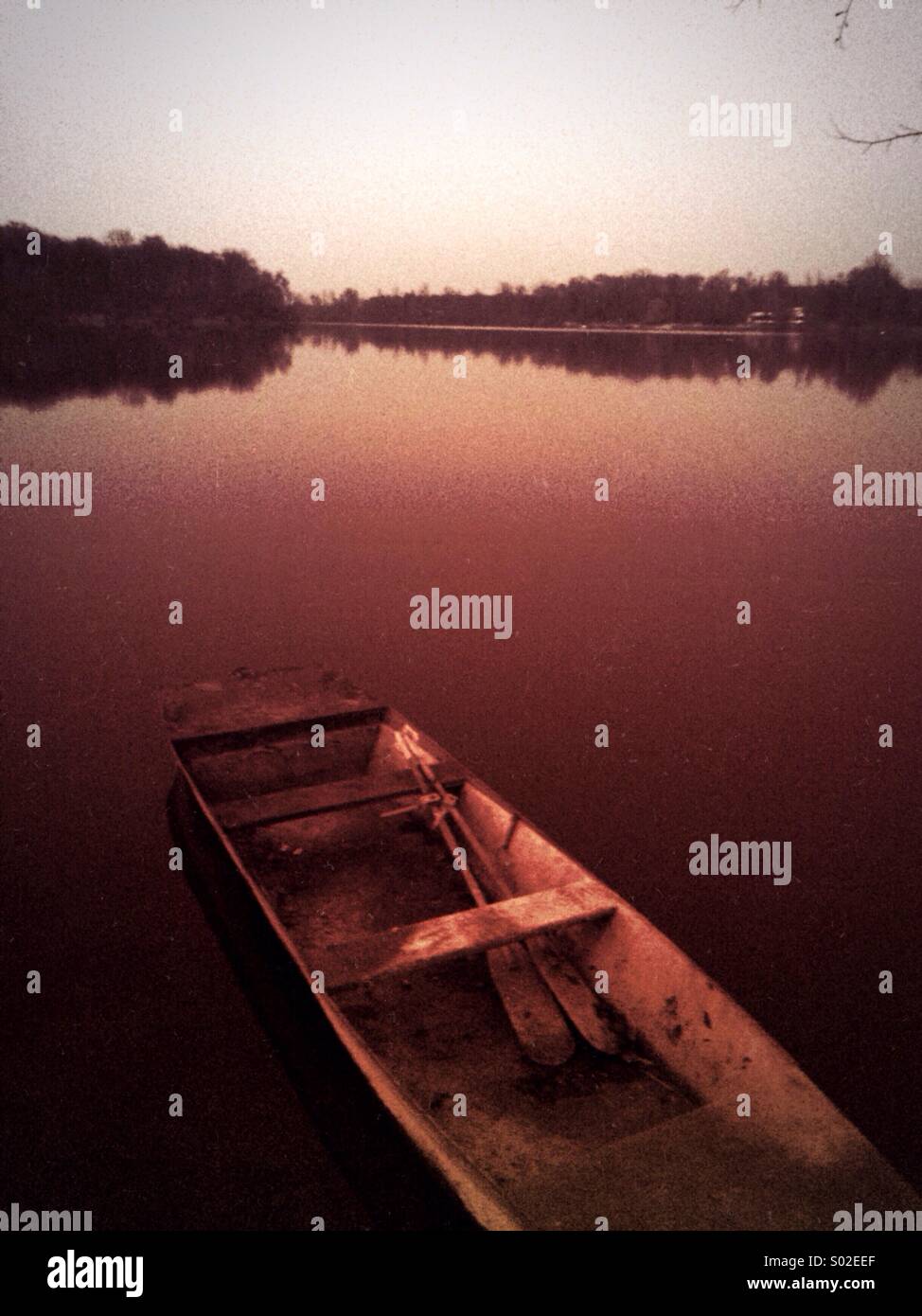 Boat on gravel pit lake - Smartphone Captured Stock Image