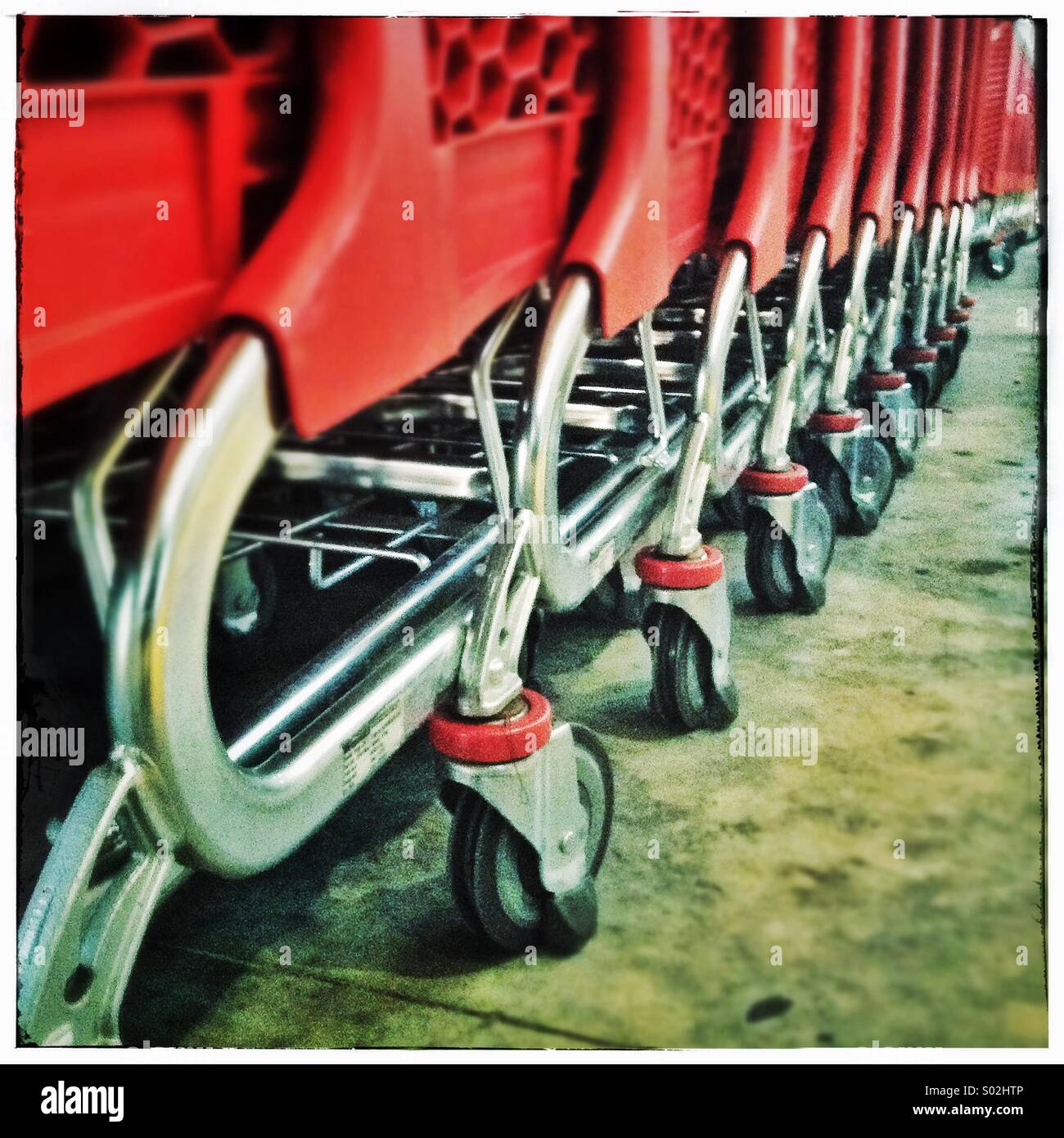 Shopping carts in a row - Smartphone Captured Stock Image