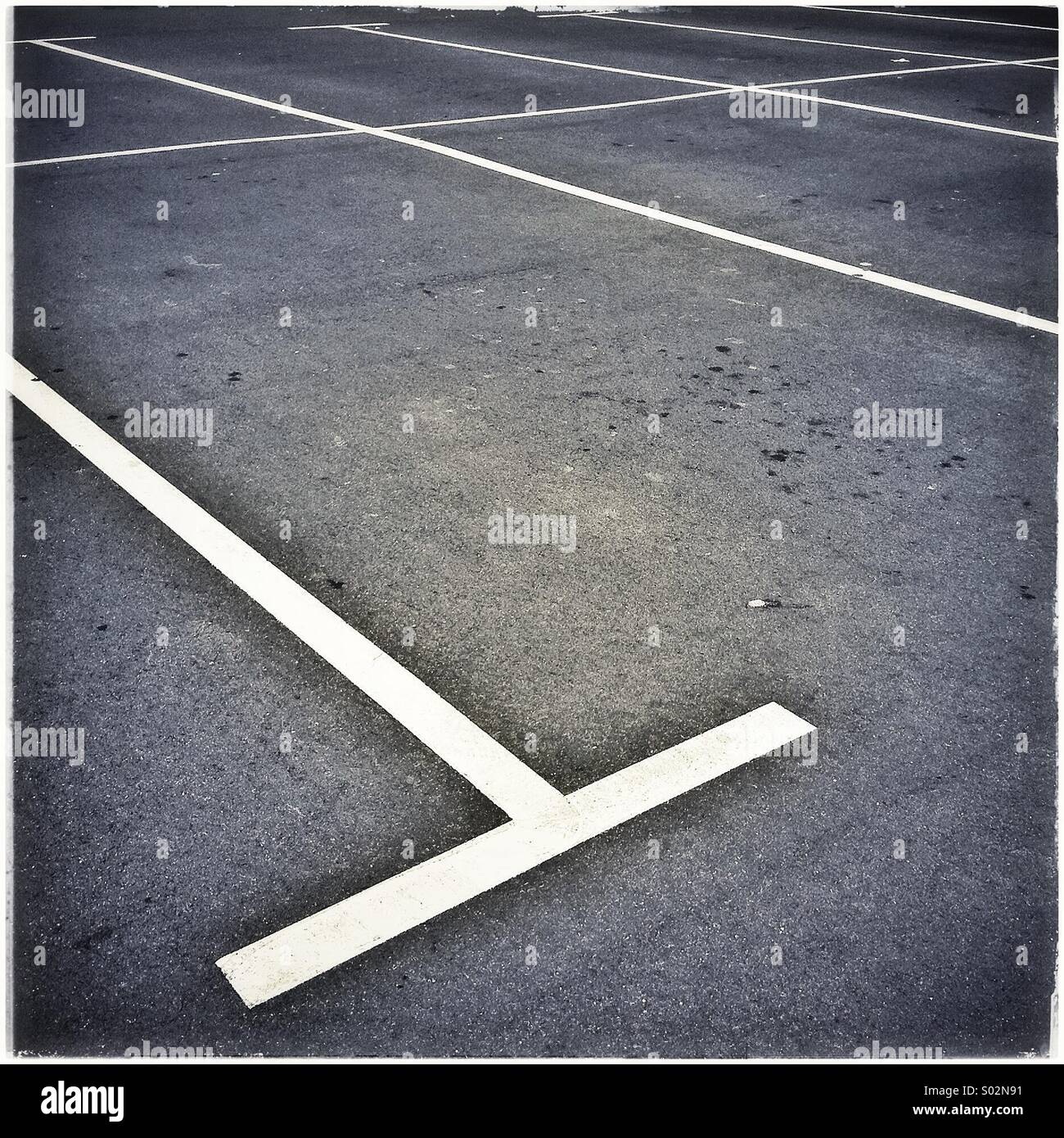 Parking lines on asphalt - Smartphone Captured Stock Image