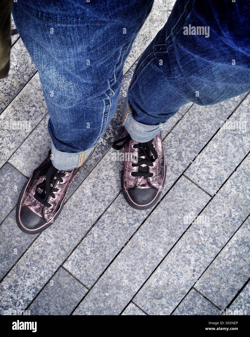 Glittery purple sneakers - Smartphone Captured Stock Image