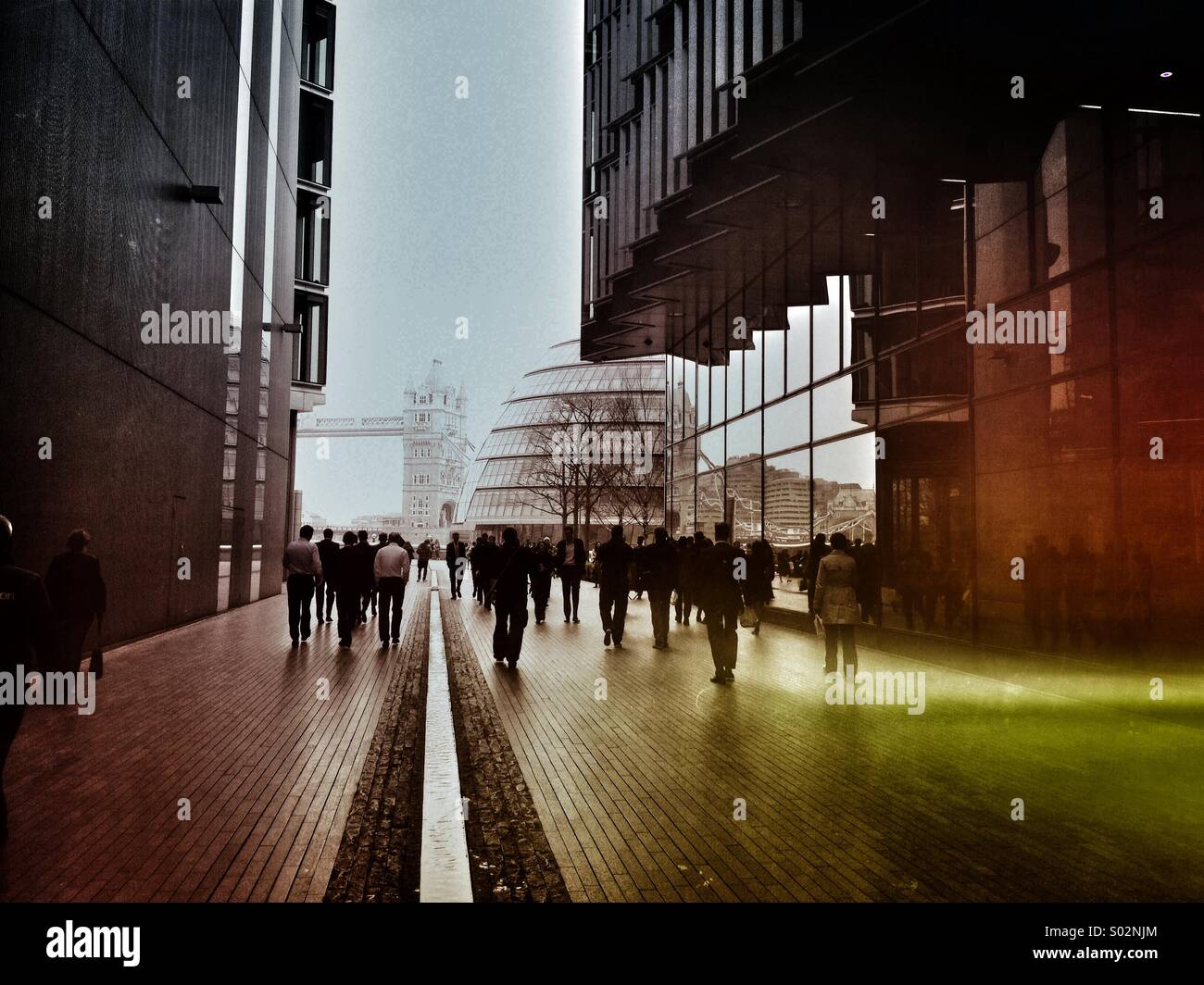 Walking down More London Place towards City Hall and Tower Bridge - Smartphone Captured Stock Image