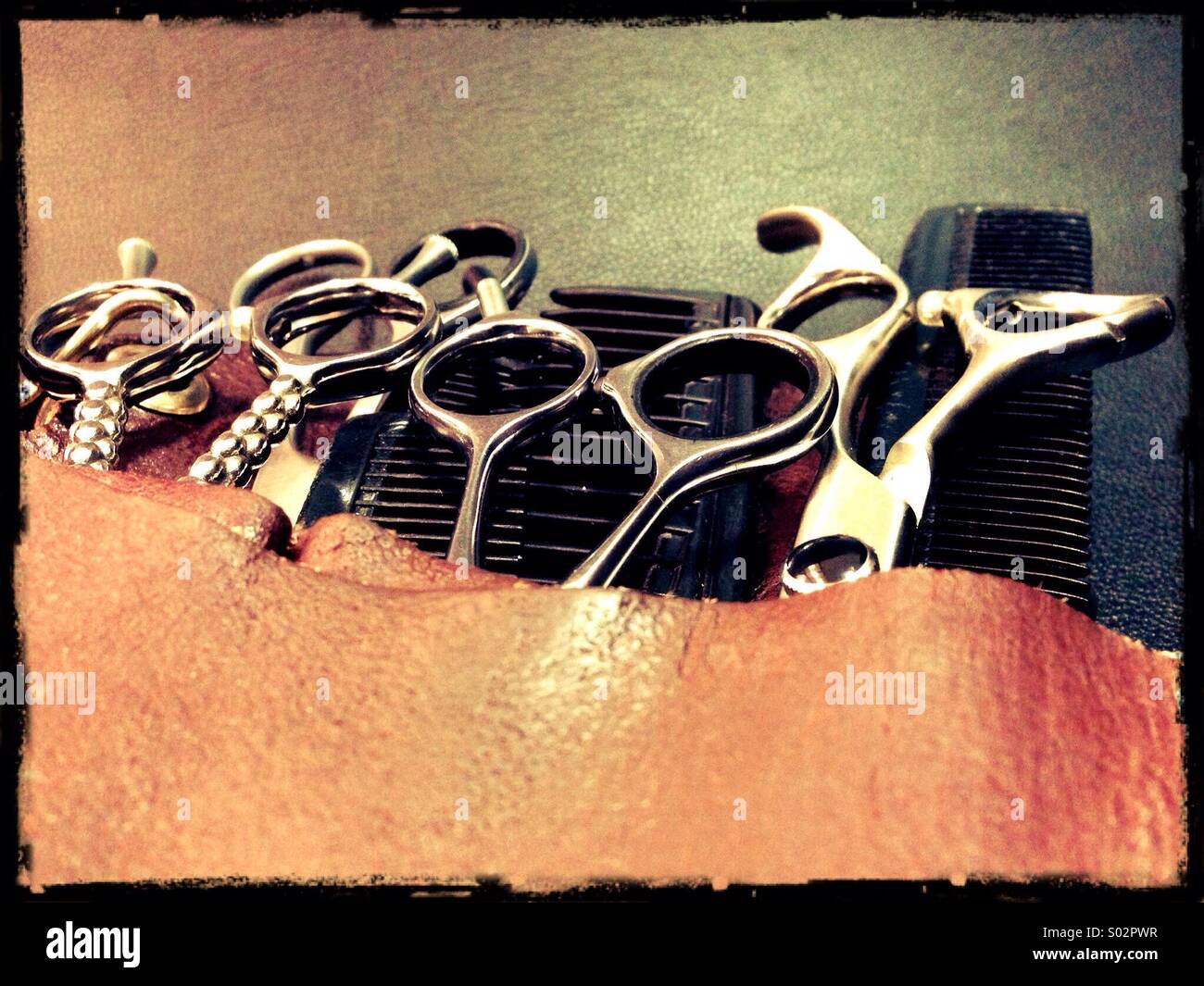 Scissors at barber shop - Smartphone Captured Stock Image