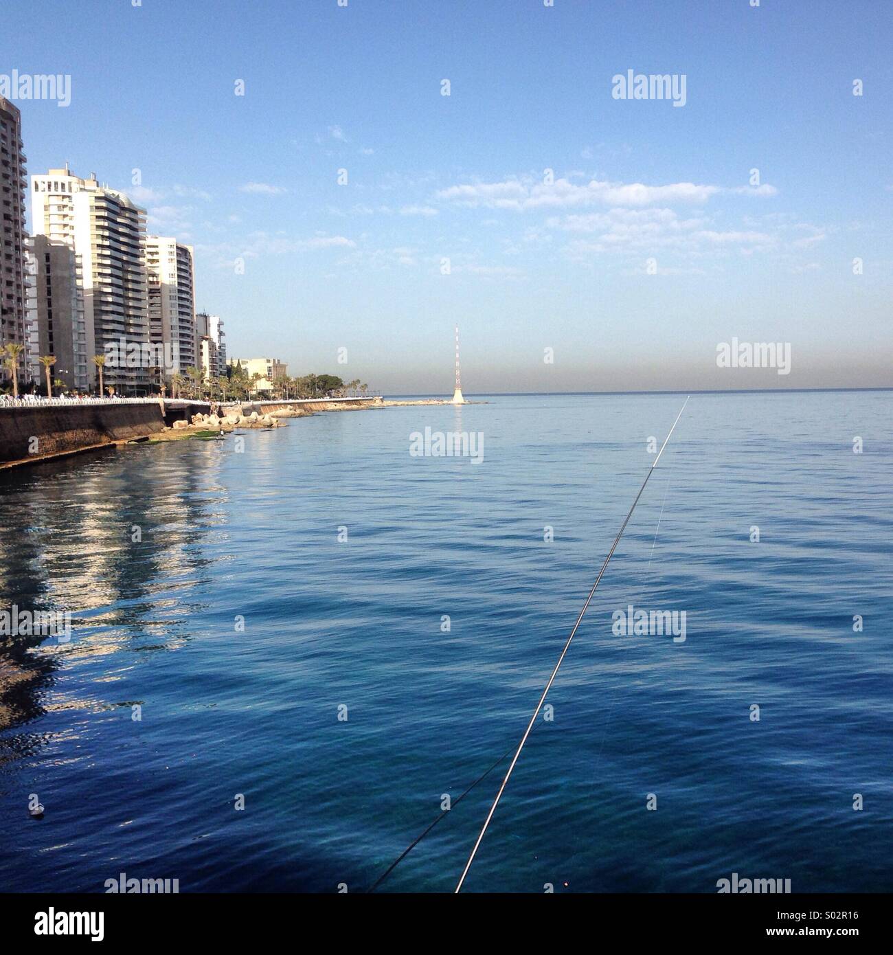 Beirut water sea front - Lebanon Middle East - Smartphone Captured Stock Image