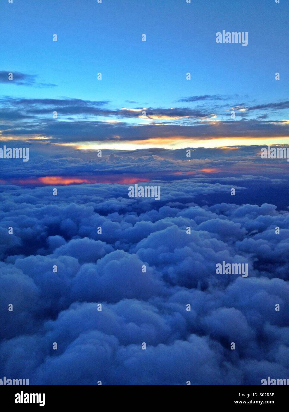 A view of the puffy clouds that look like cotton balls as the sunsets