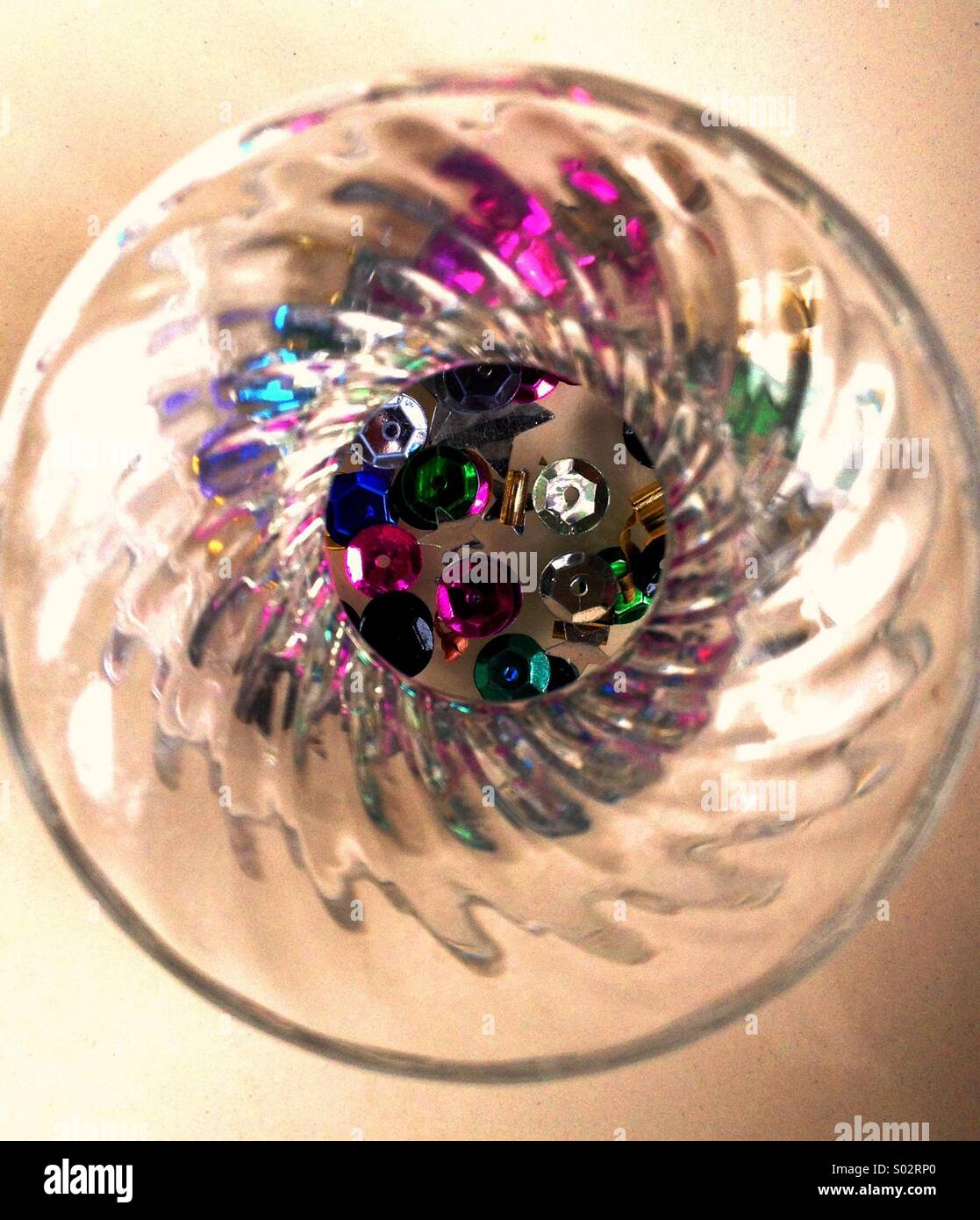 Sparkly Confetti in Glass Vase Stock Photo Alamy