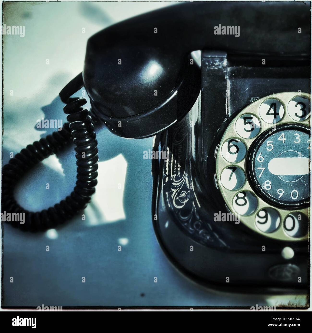 Vintage rotary black telephone - Smartphone Captured Stock Image