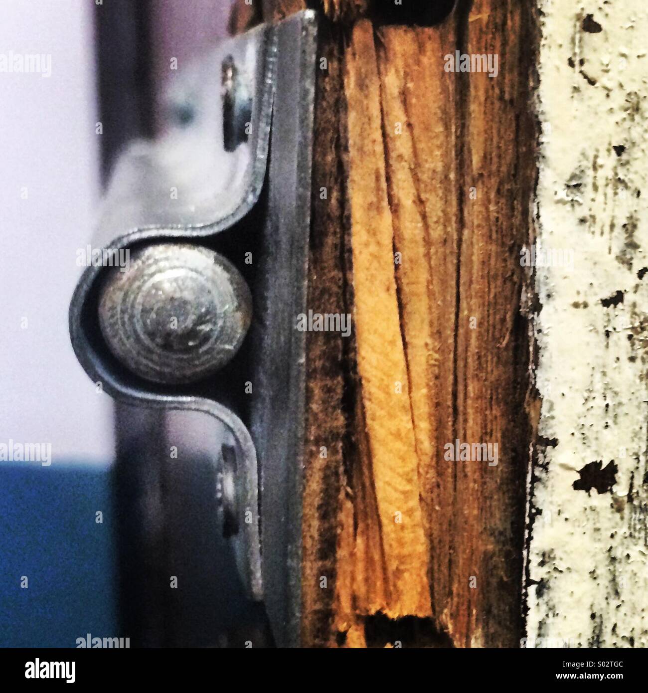Close-up side view of a door bolt lock. - Smartphone Captured Stock Image