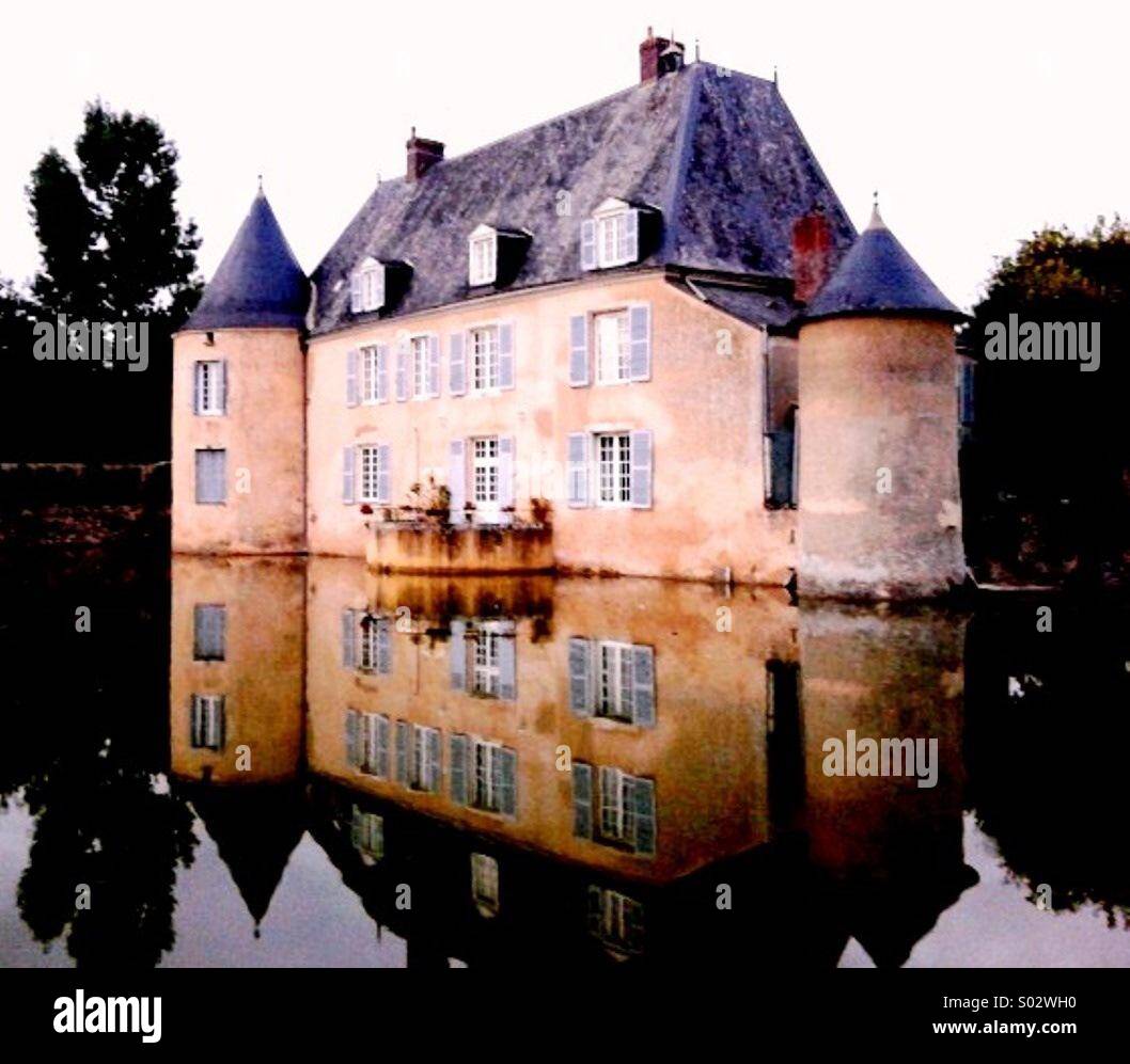 French Chateau with Moat Loire Valley Stock Photo Alamy