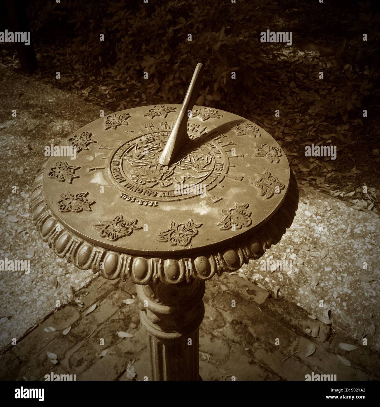 Sun dial at Fort Frederica National Monument, St. Simon's Island, Georgia. - Smartphone Captured Stock Image