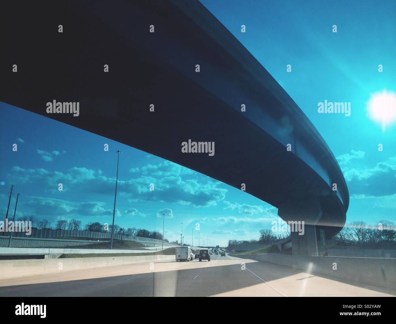 Driving under an overpass on I95 in Maryland, USA. - Smartphone Captured Stock Image