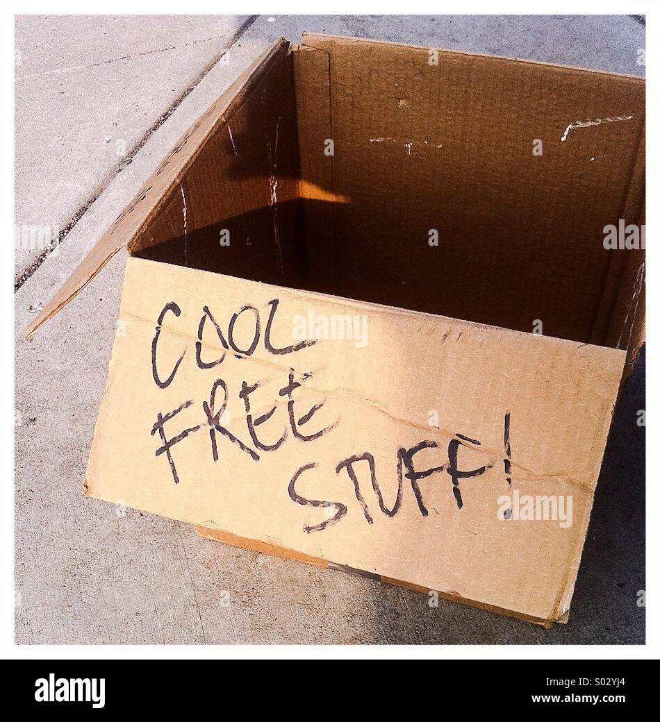 Box of cool free stuff Stock Photo