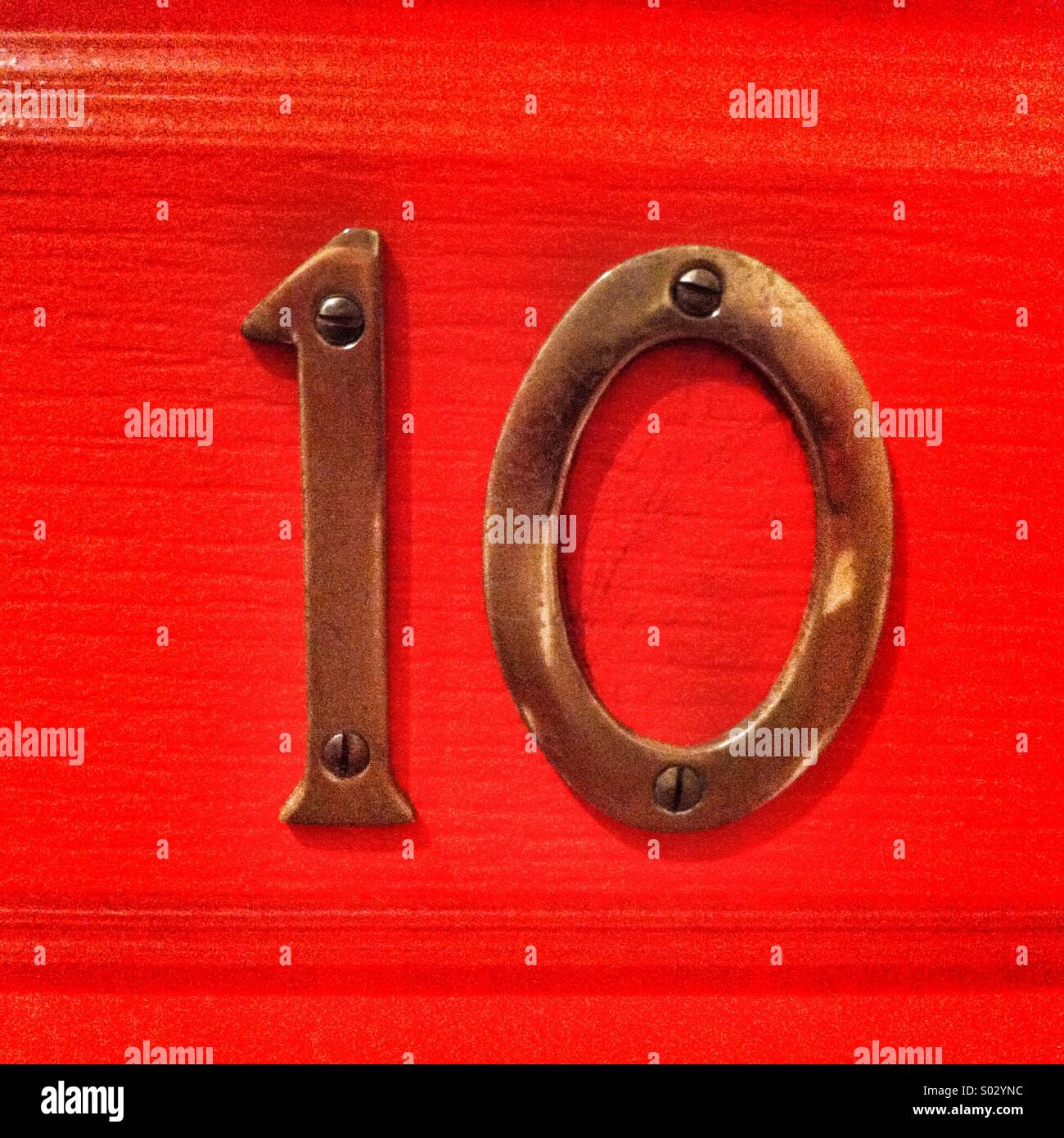 Number ten door number sign - Smartphone Captured Stock Image