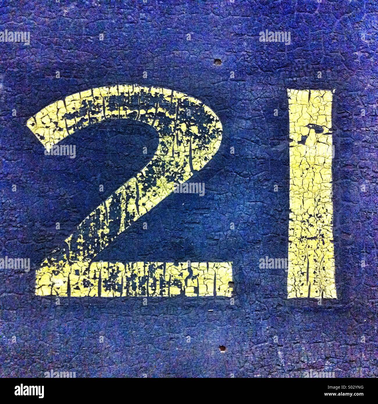 Number twenty one on a old fairground sign - Smartphone Captured Stock Image