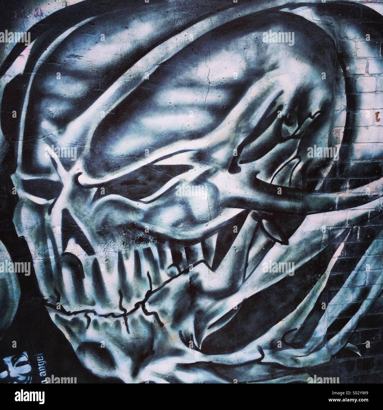 Skull Streetart, Shoreditch London Stock Photo