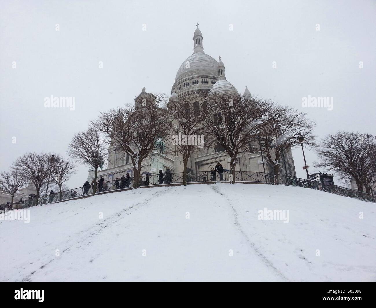 Montmartre under the snow - Paris Stock Photo