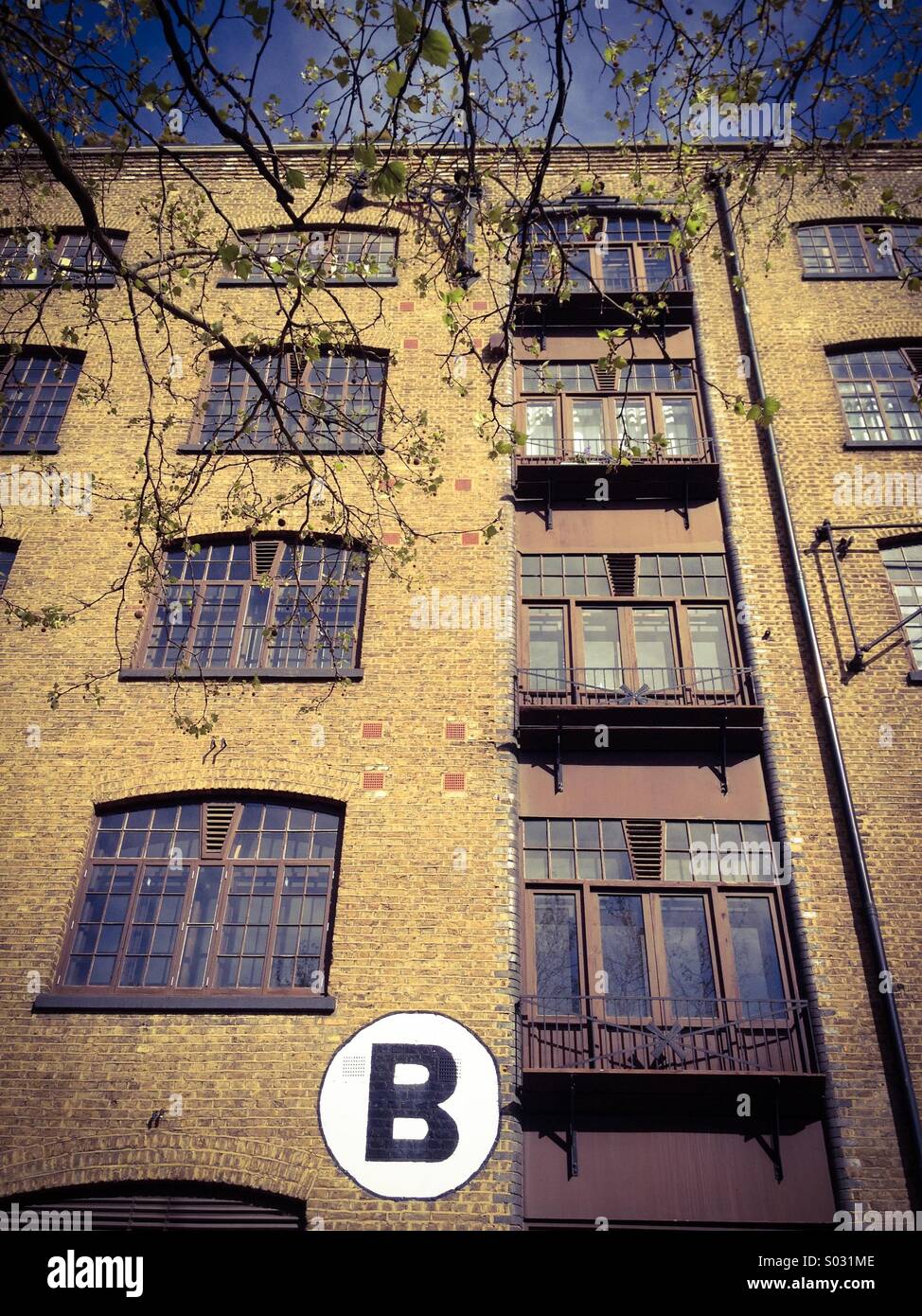 Victorian London docklands warehouse, now flats - Smartphone Captured Stock Image