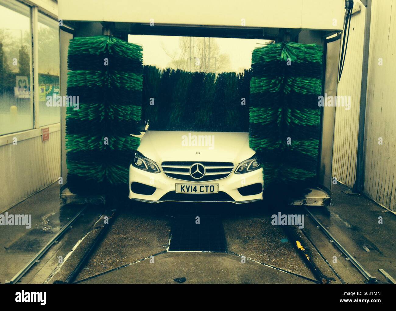 Car going through a car wash - Smartphone Captured Stock Image