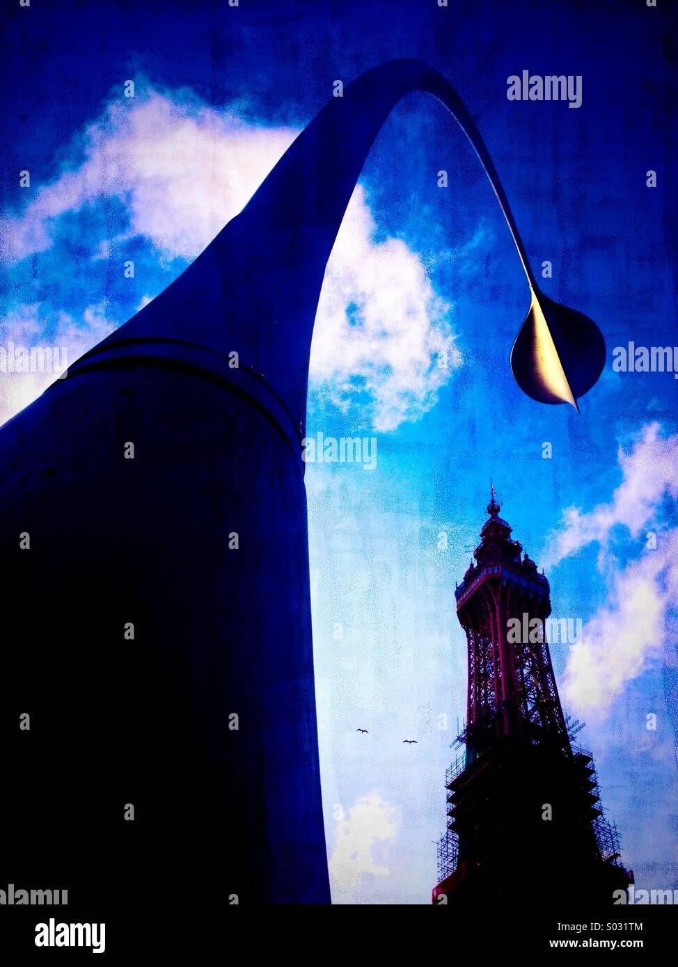Blackpool Tower and public artwork - Smartphone Captured Stock Image
