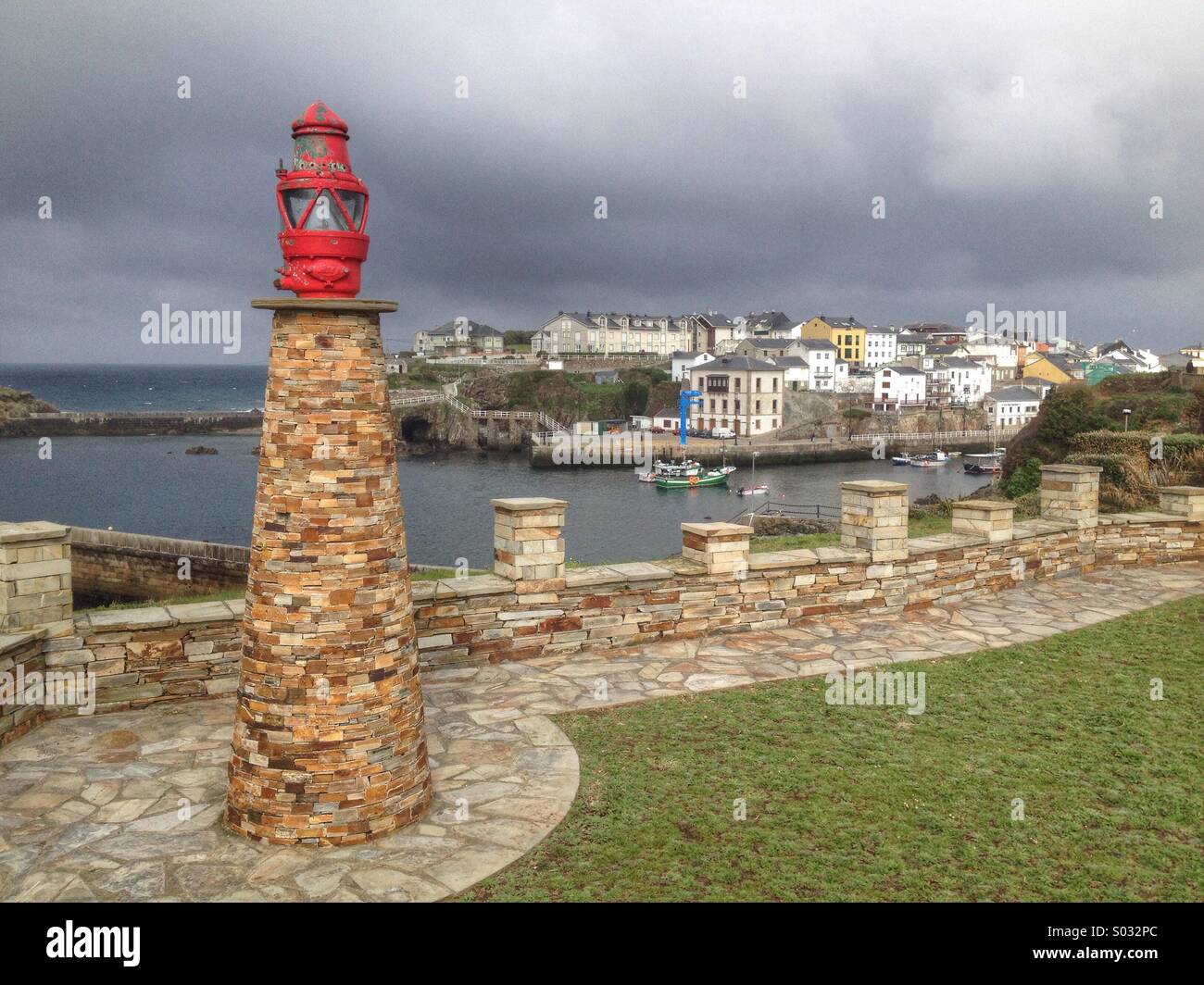 View of seaport of Tapia de Casariego in Asturias, Spain - Smartphone Captured Stock Image