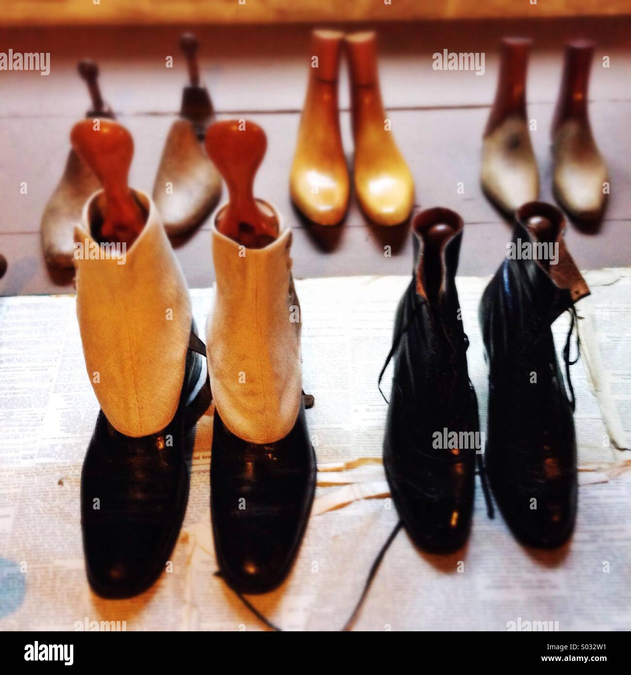 Boots shining and ready for wearing Stock Photo Alamy