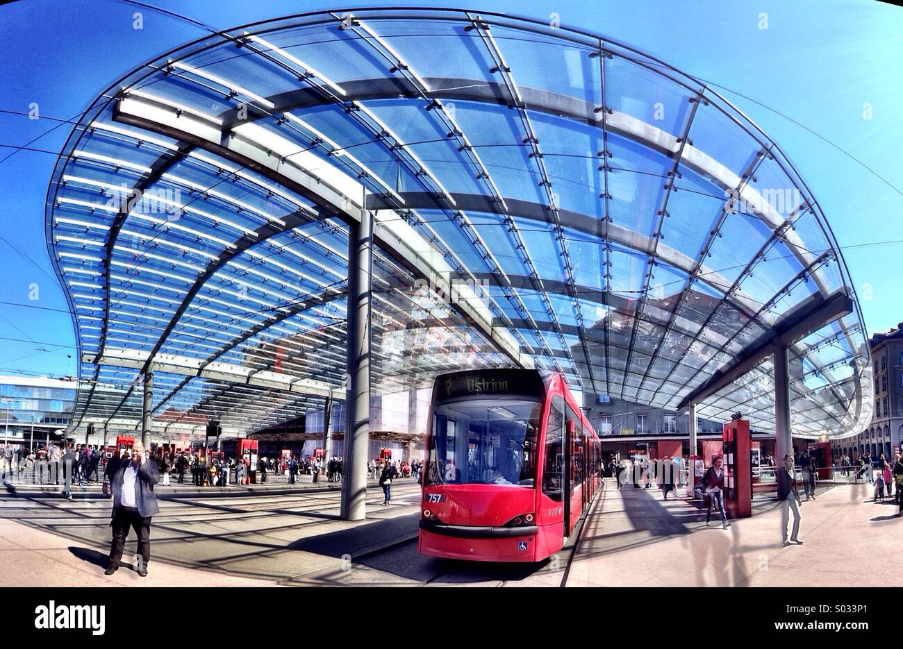 Haltestelle, Bern Hauptbahnhof Stock Photo