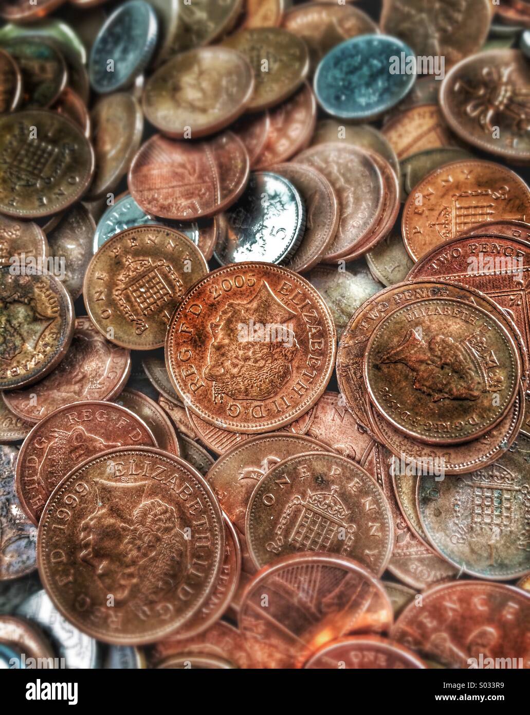 A pile of British coins - Smartphone Captured Stock Image