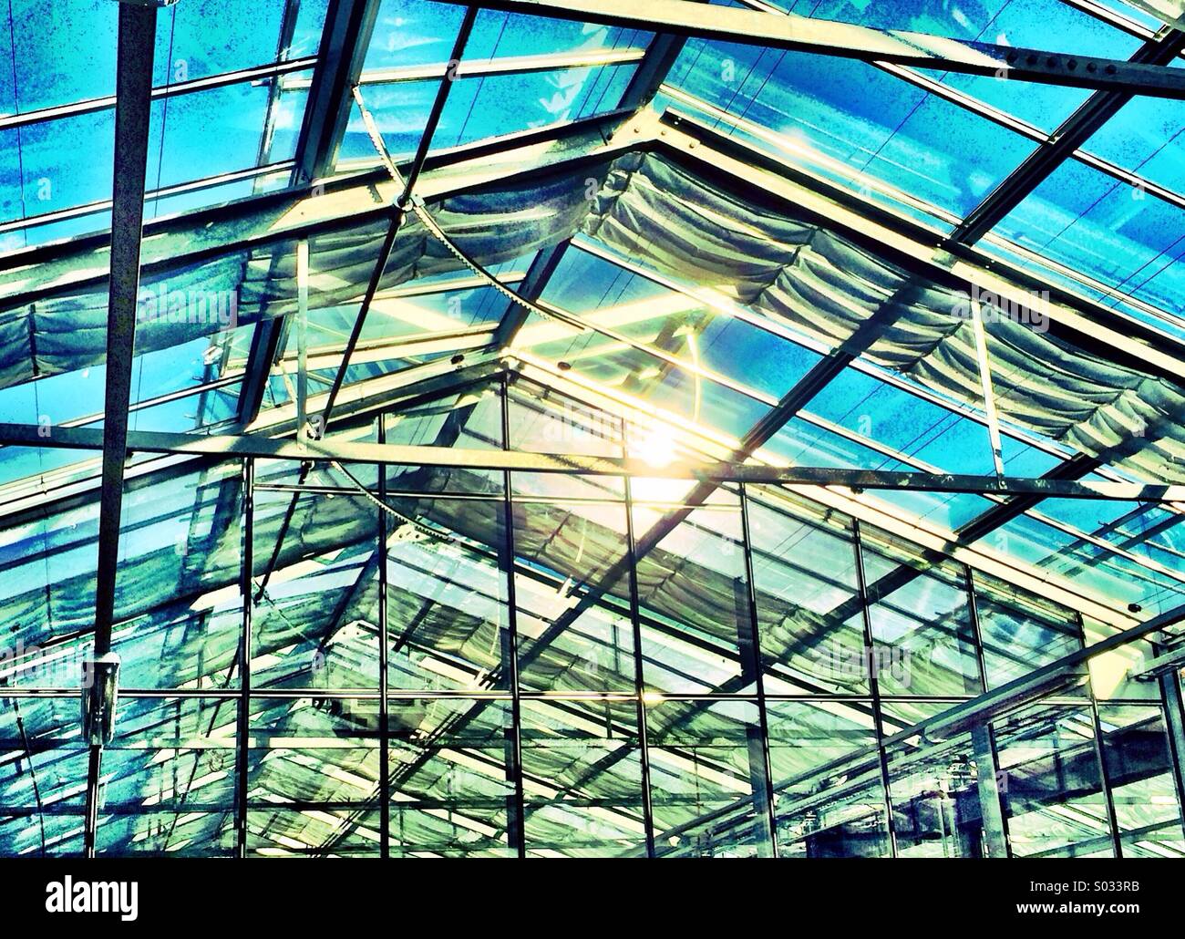 Greenhouse roof on sunny day - Smartphone Captured Stock Image
