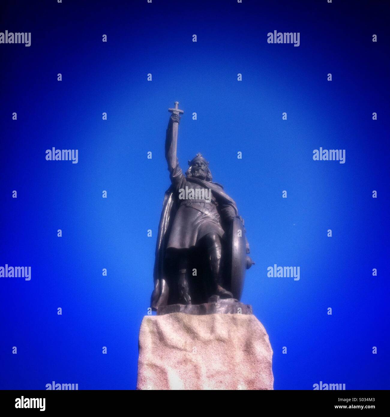 King Alfred the great's statue Winchester Hampshire England - Smartphone Captured Stock Image