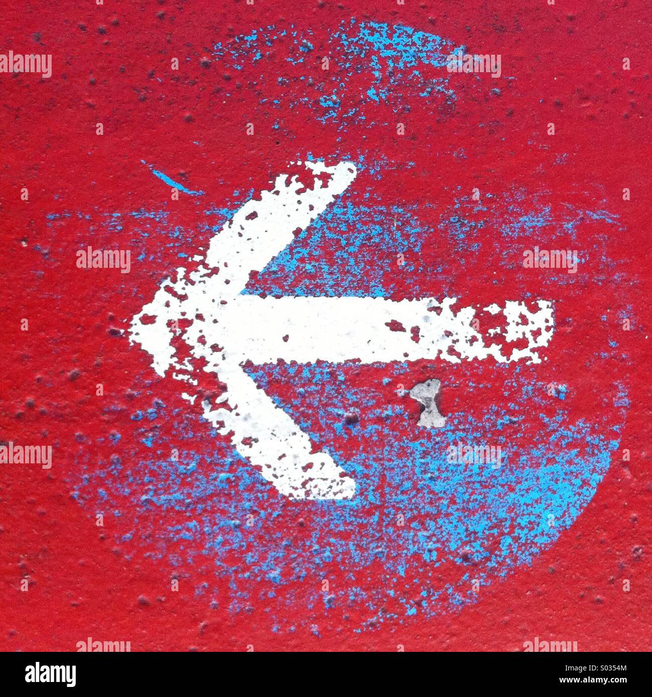 Painted red and white arrow - Smartphone Captured Stock Image