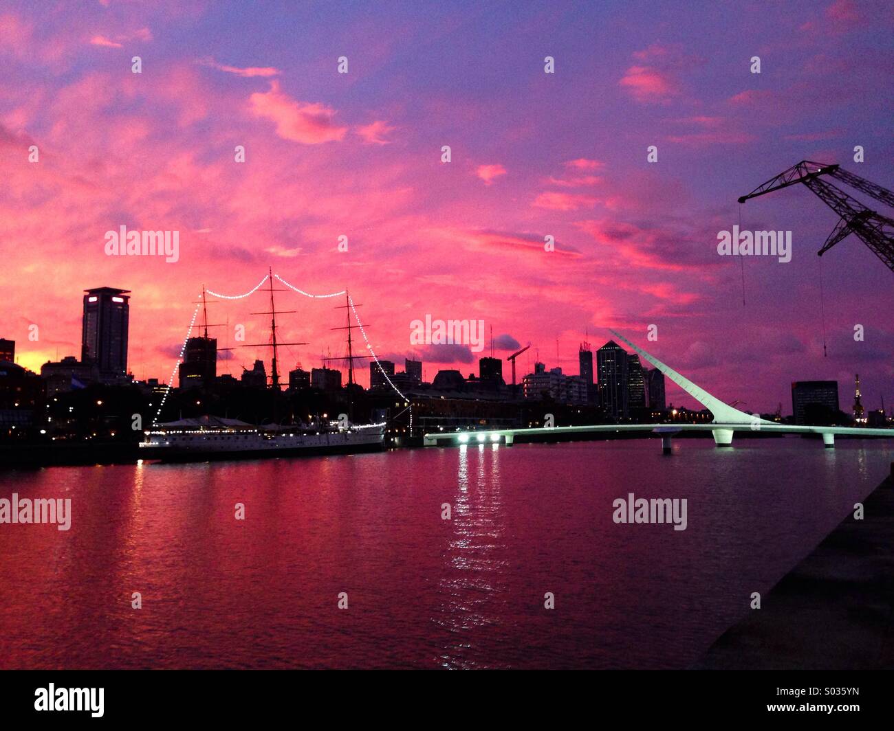 Sunset at Dique 3, Buenos Aires - Smartphone Captured Stock Image