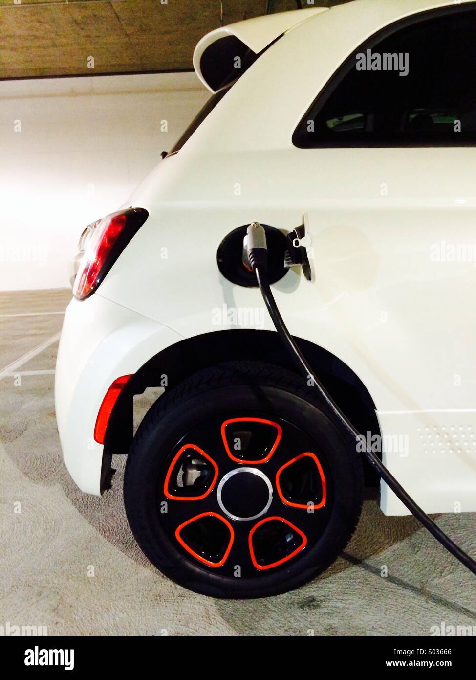 Electric Vehicle Recharging - Smartphone Captured Stock Image