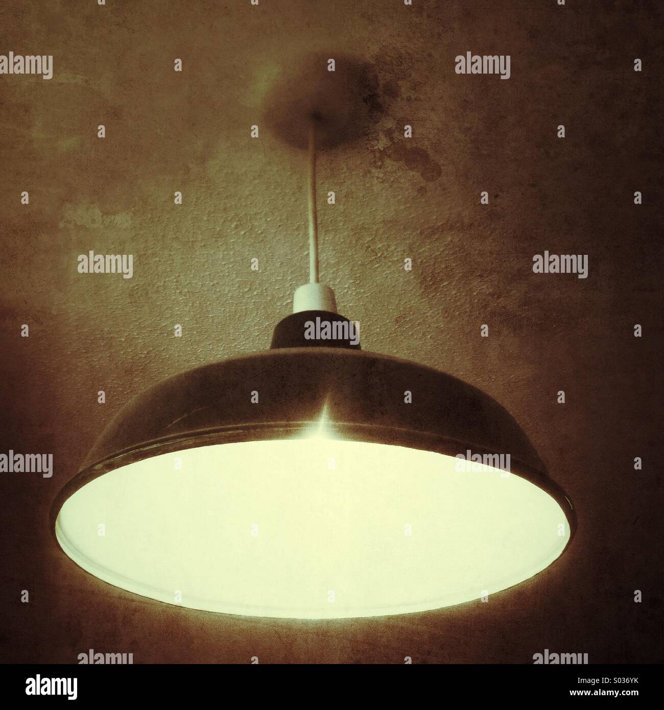 Vintage metal industrial lampshade - Smartphone Captured Stock Image
