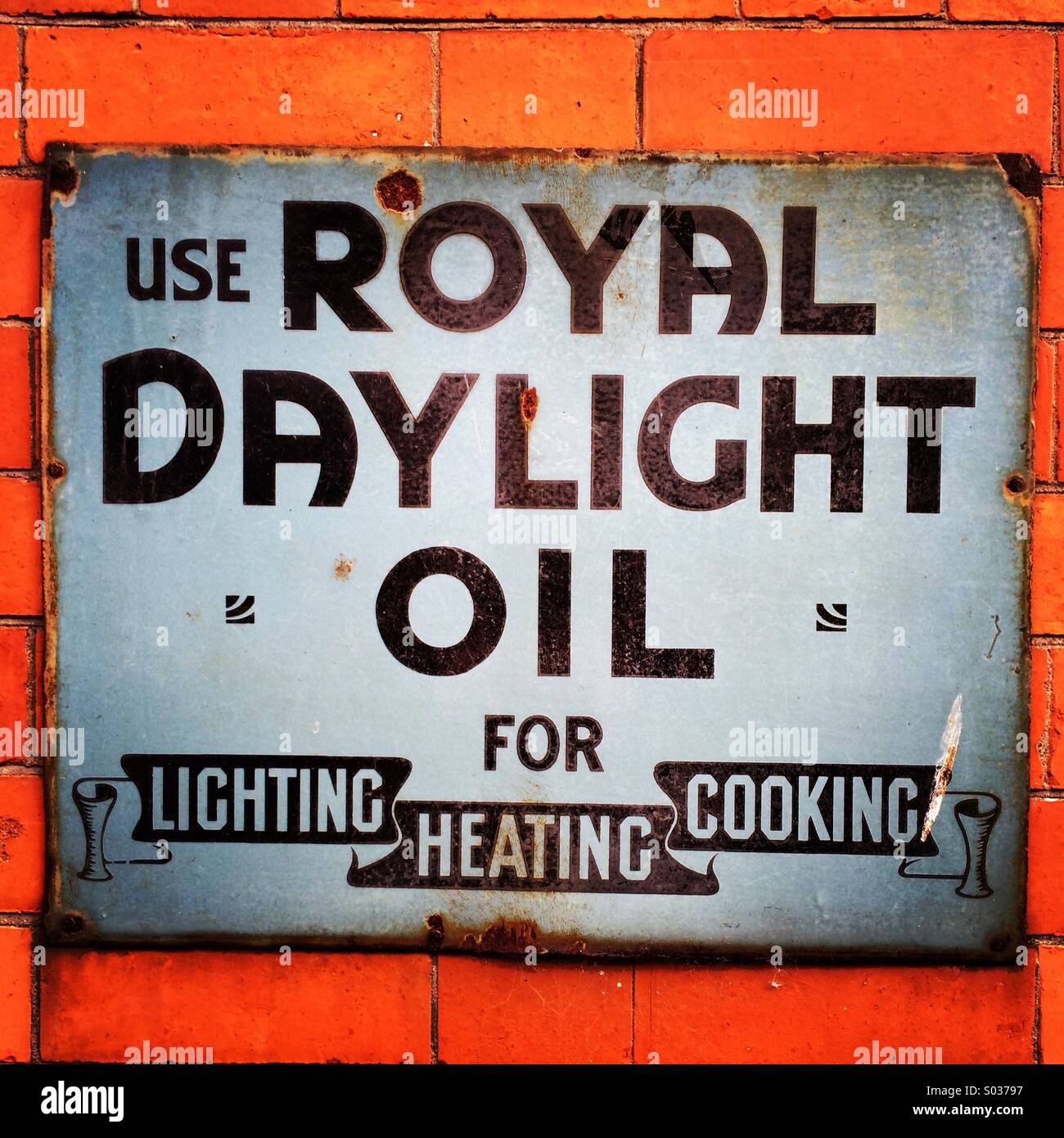 Royal Daylight Oil authentic wall advertisement. - Smartphone Captured Stock Image