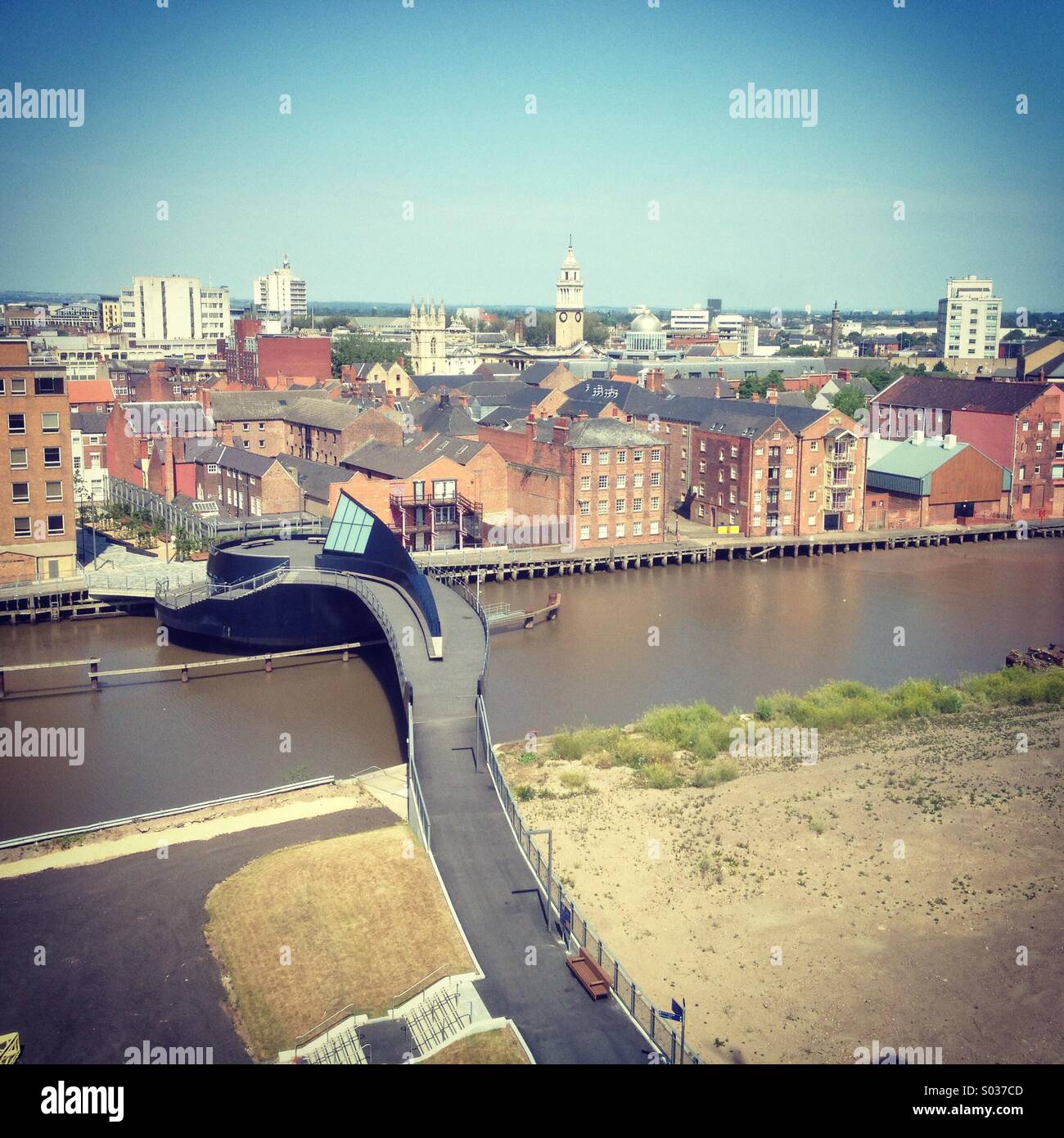 Hull Old Town Pedestrian Swing Bridge - Smartphone Captured Stock Image