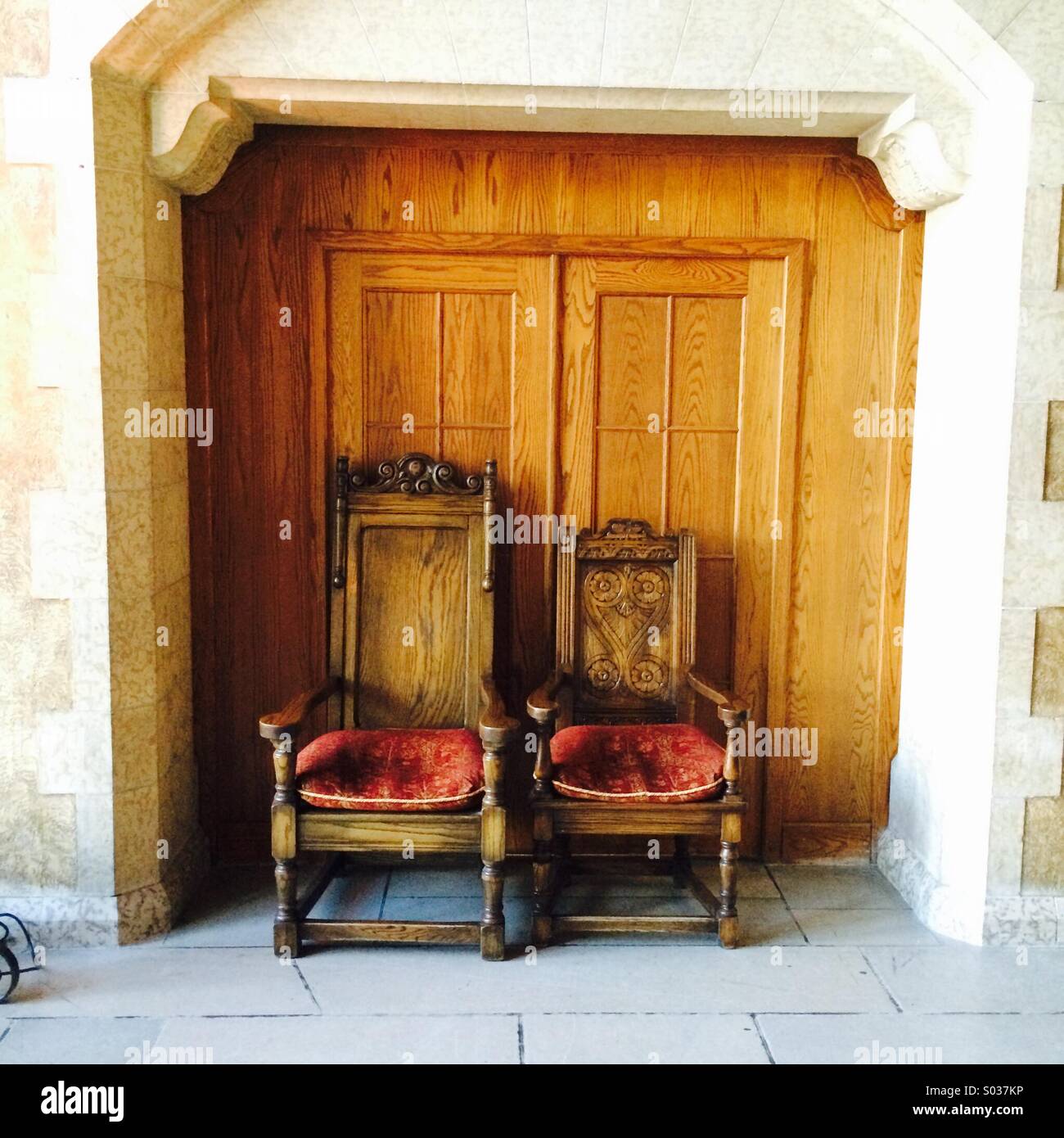 Two chairs king and queen Stock Photo Alamy