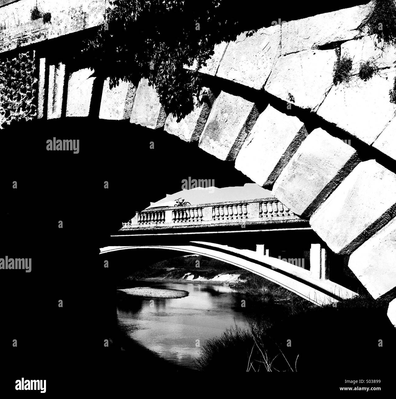 Two Bridges Spanning River Severn - Smartphone Captured Stock Image