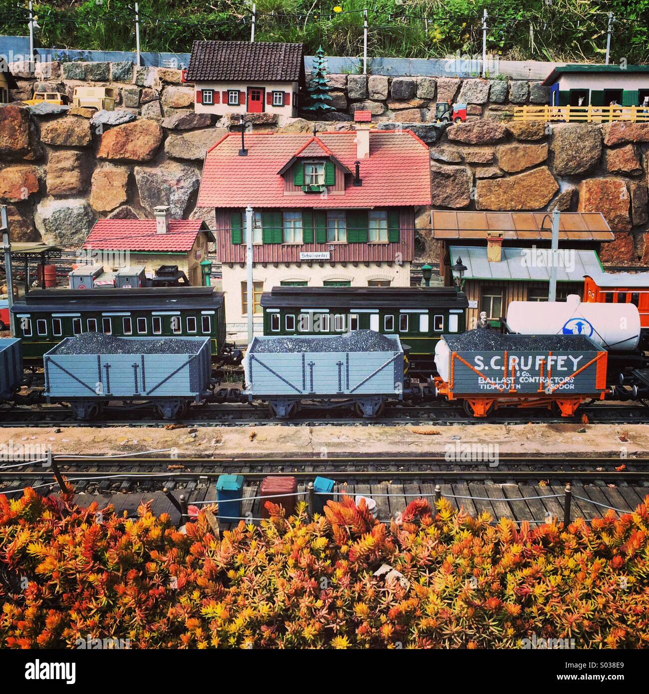 Miniature railway and village Stock Photo Alamy
