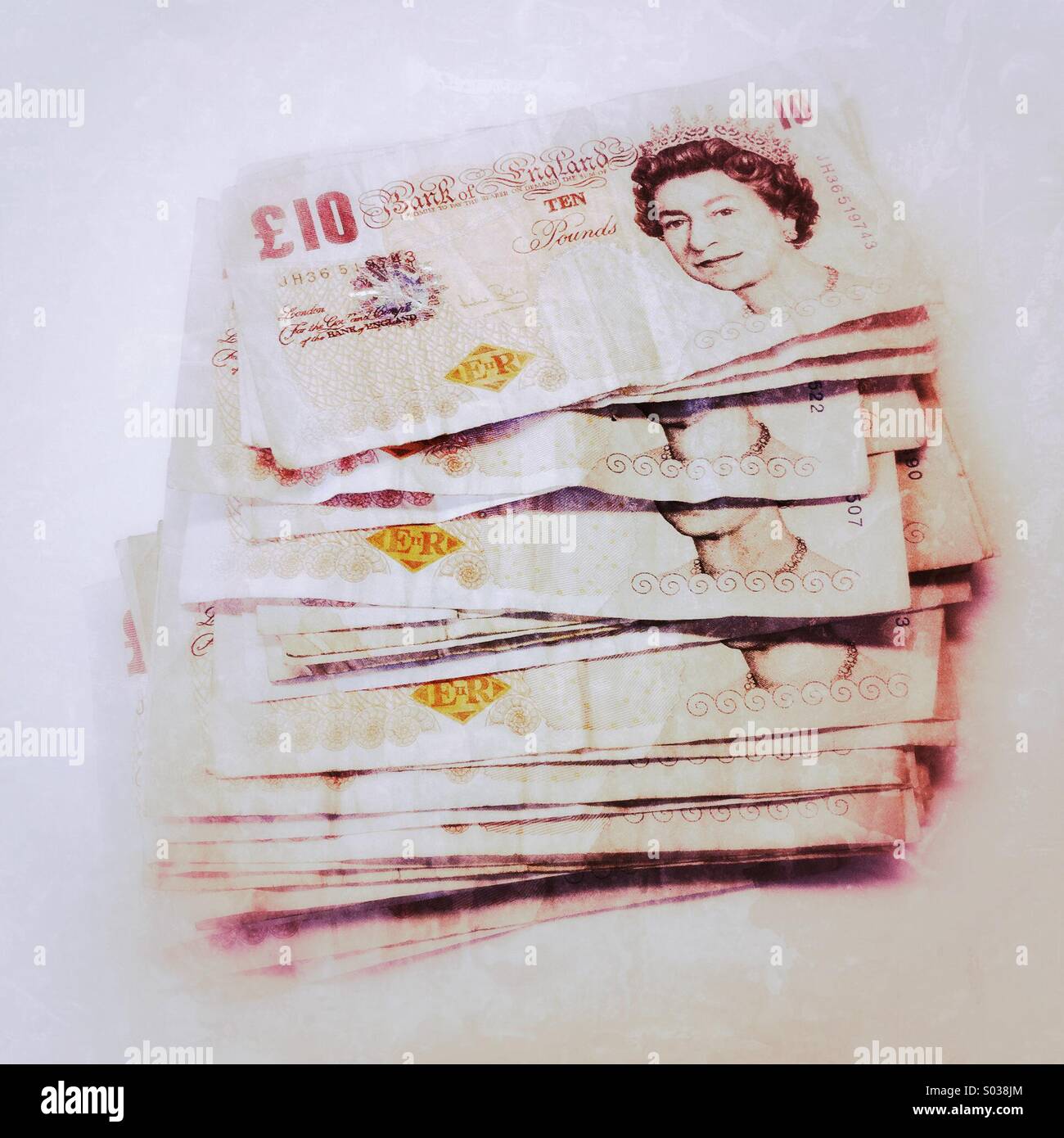Ten pound notes - Smartphone Captured Stock Image