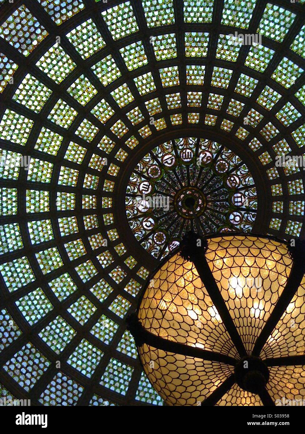Stained Glass Dome Chicago Cultural Center Stock Photo