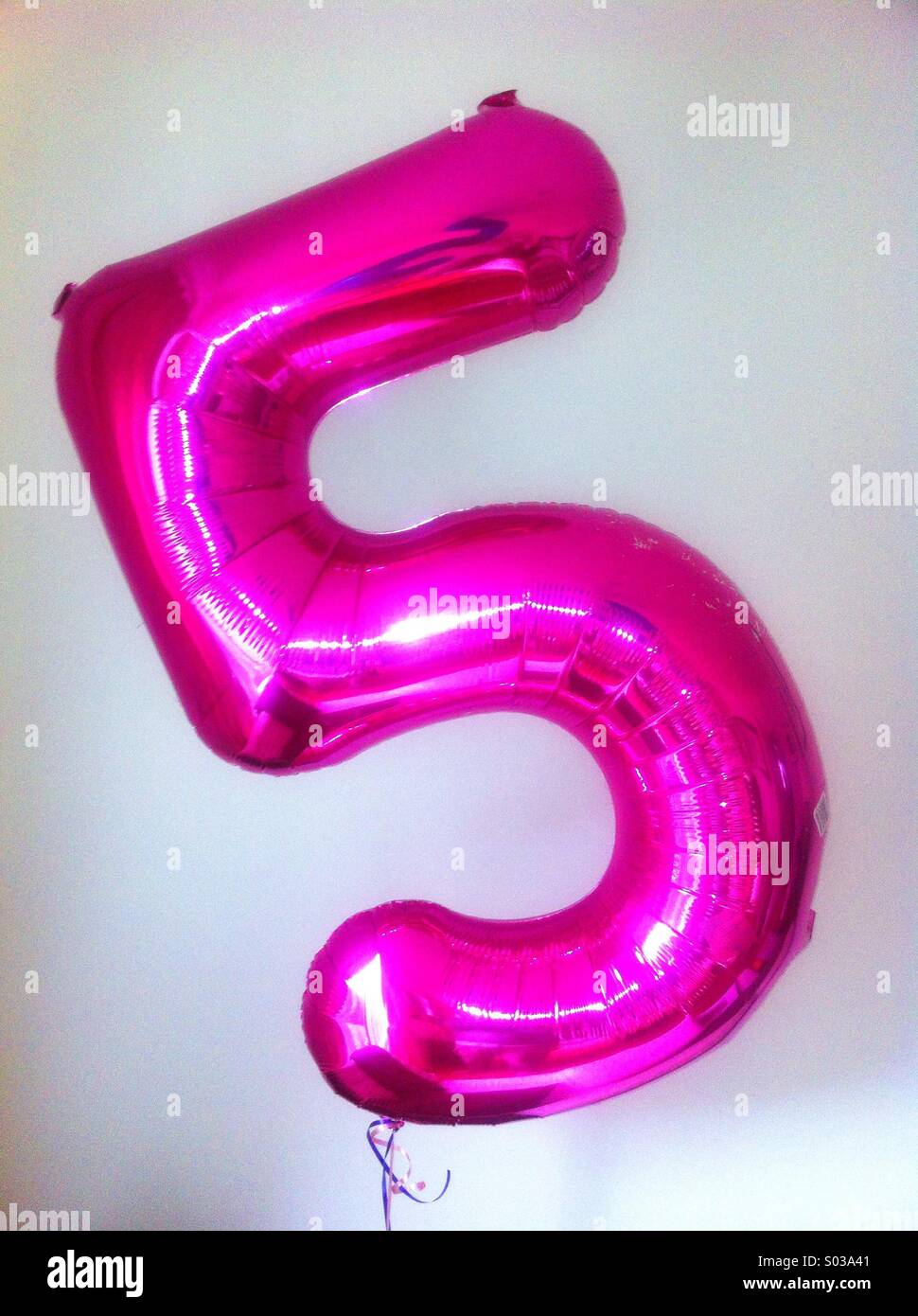 Pink number five helium balloon - Smartphone Captured Stock Image