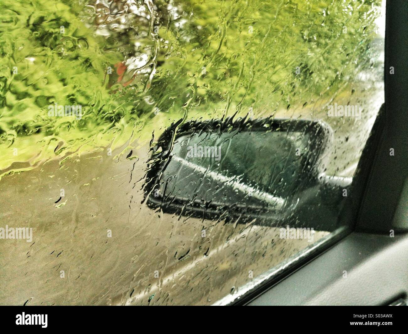 Passenger window in the rain. - Smartphone Captured Stock Image