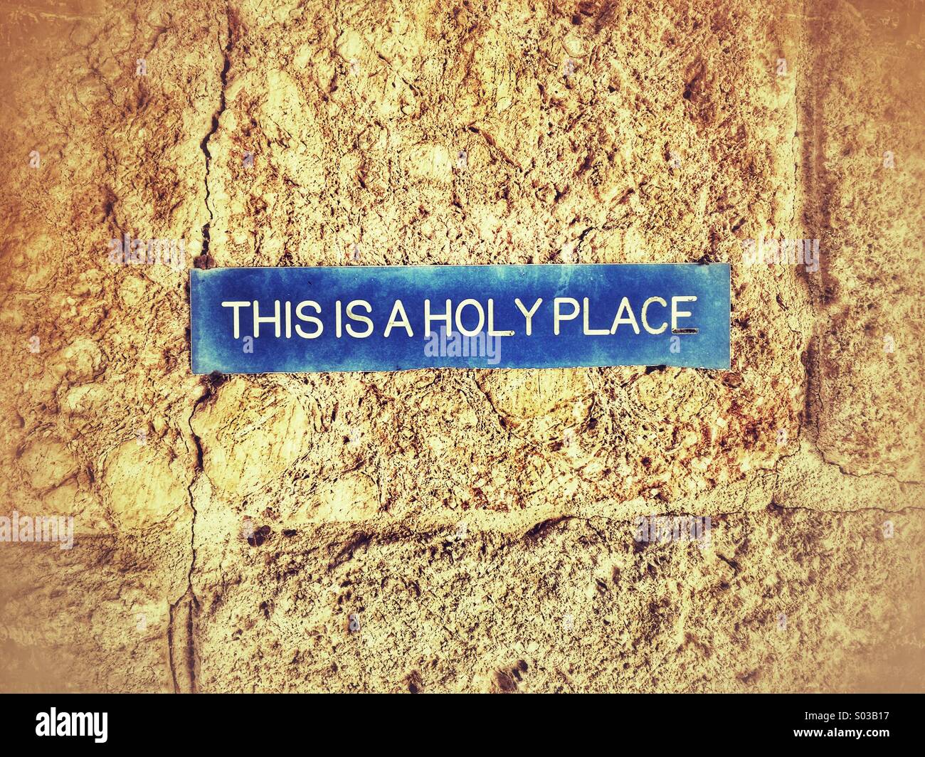 This is a Holy Place sign Stock Photo