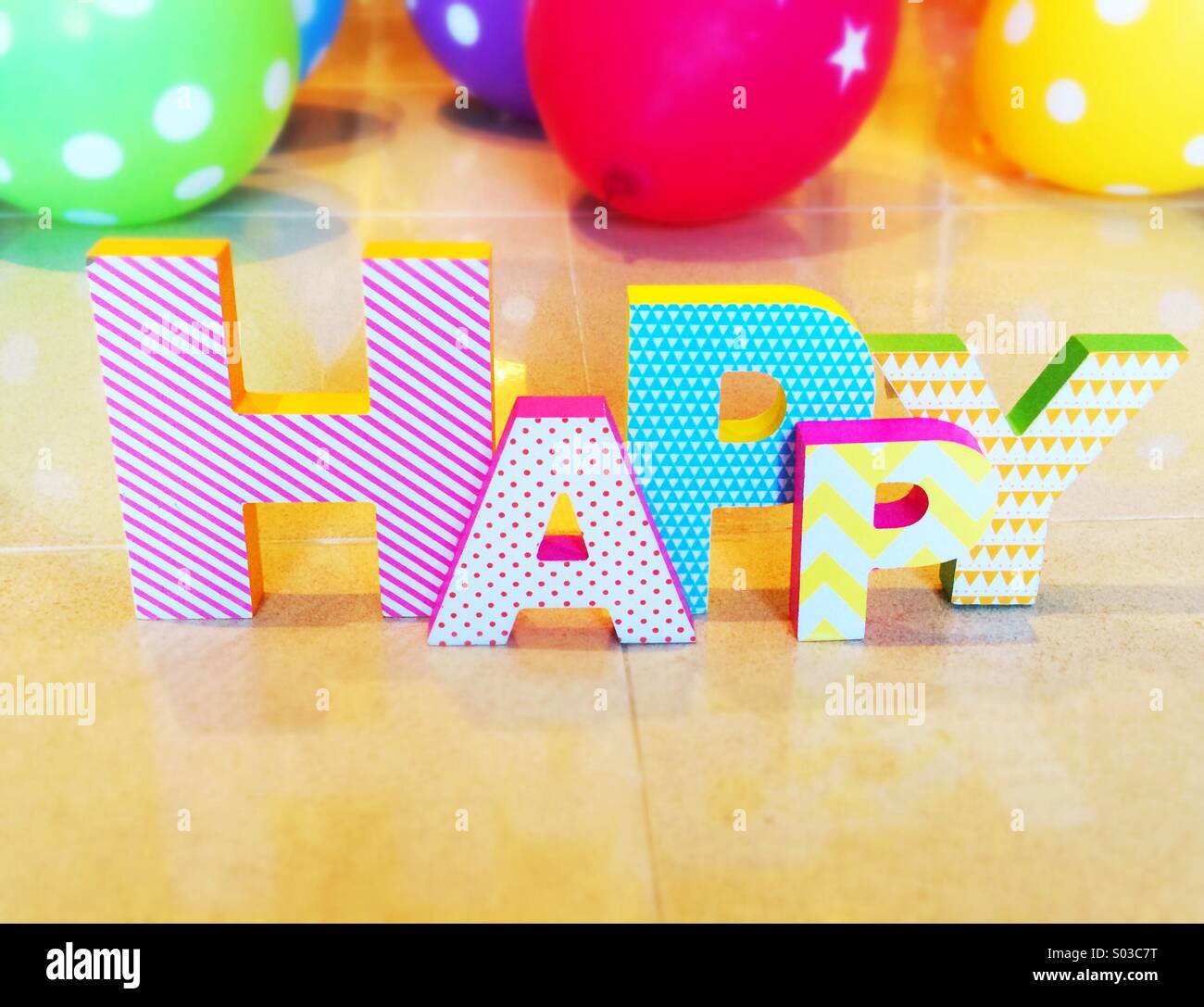 Birthday decoration and colour balloons Stock Photo