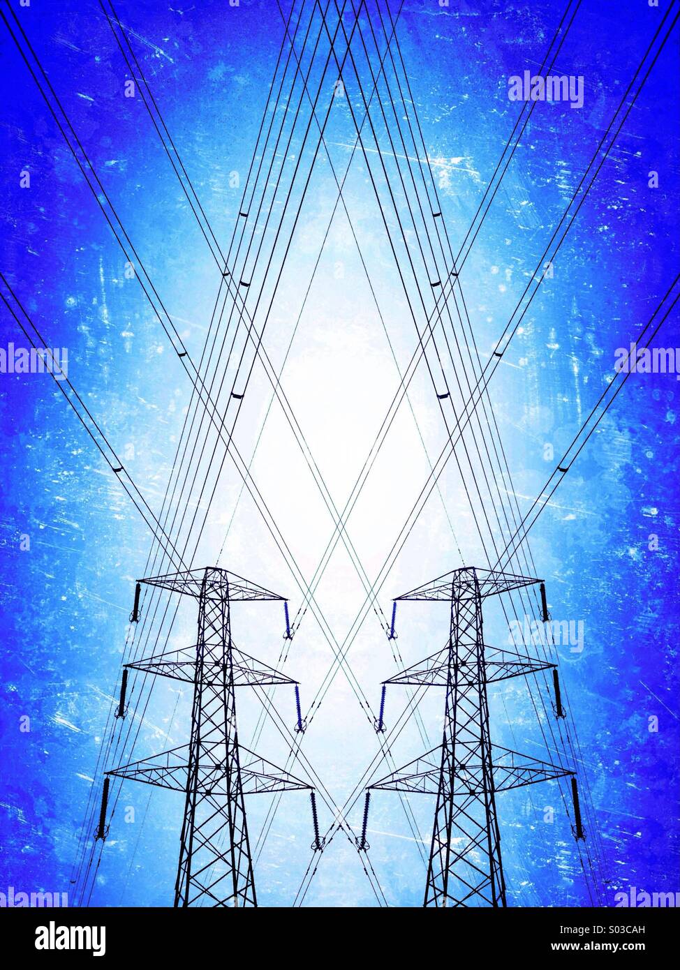 Pair of electricity pylons - Smartphone Captured Stock Image